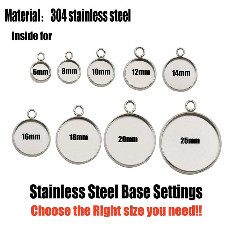 WOCRAFT 20 Pcs Fit 25mm Stainless Steel Round Blank Bezel Pendant Trays Base Cabochon Settings Charms for Jewelry Making (10167-25mm-20pcs) - Image 3